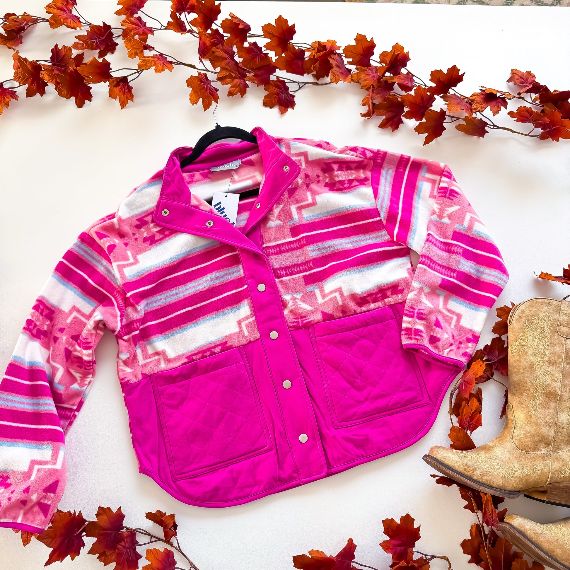 Pink Canyon Aztec Fleece Snap Jacket