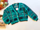 Emerald Pines Plaid Fuzzy Cardigan flat lay