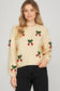 Cherry Print Long Sleeve Sweater cream on model