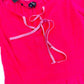 Hot pink fuzzy sweater ribbon tie detail