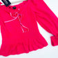 Hot pink fuzzy sweater peplum hem
