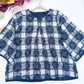 Navy Ivory fringe plaid top