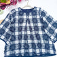 Navy Ivory fringe plaid top