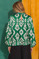 Evergreen ikat satin mock neck blouse