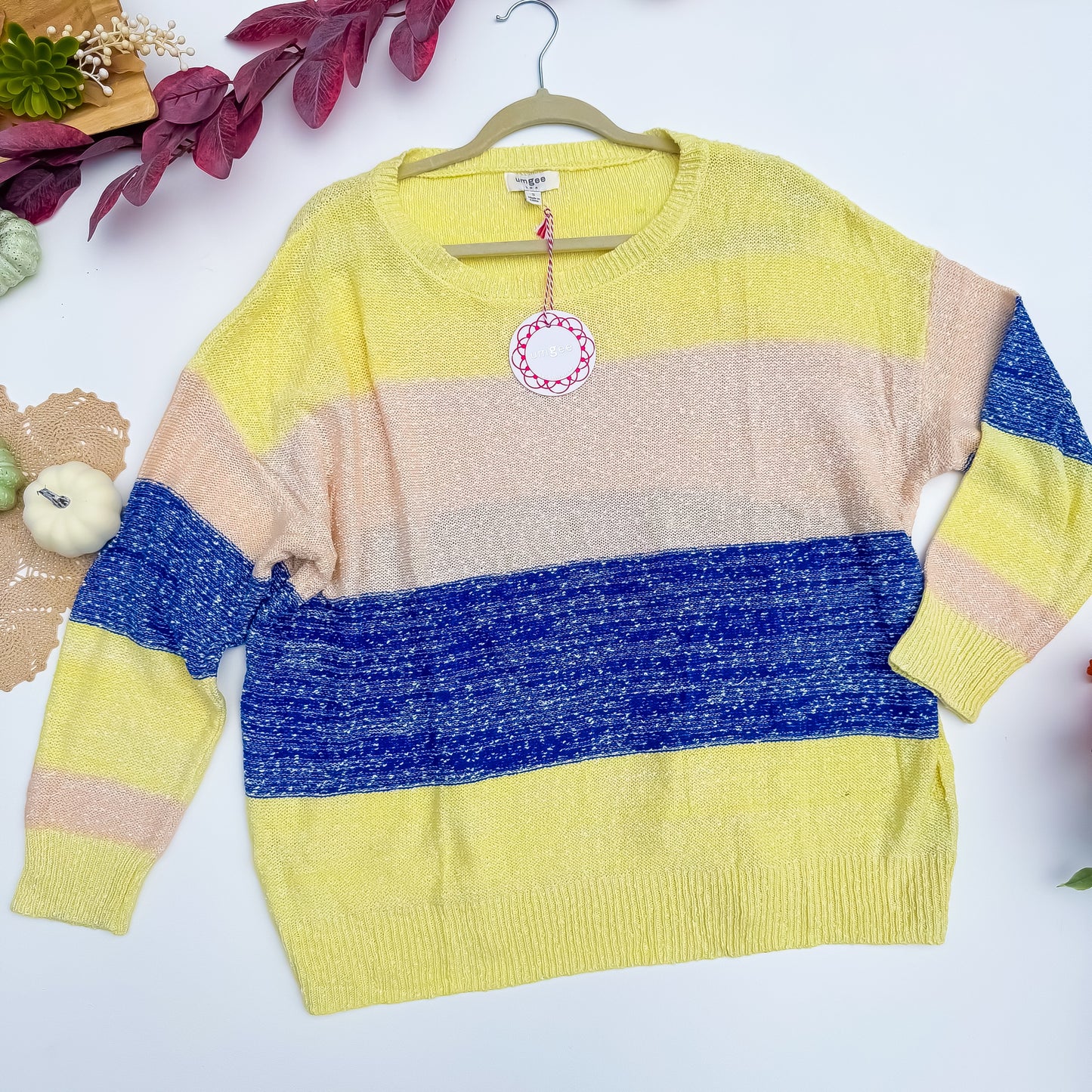 Lemon Sorbet Color Block Lightweight Sweater