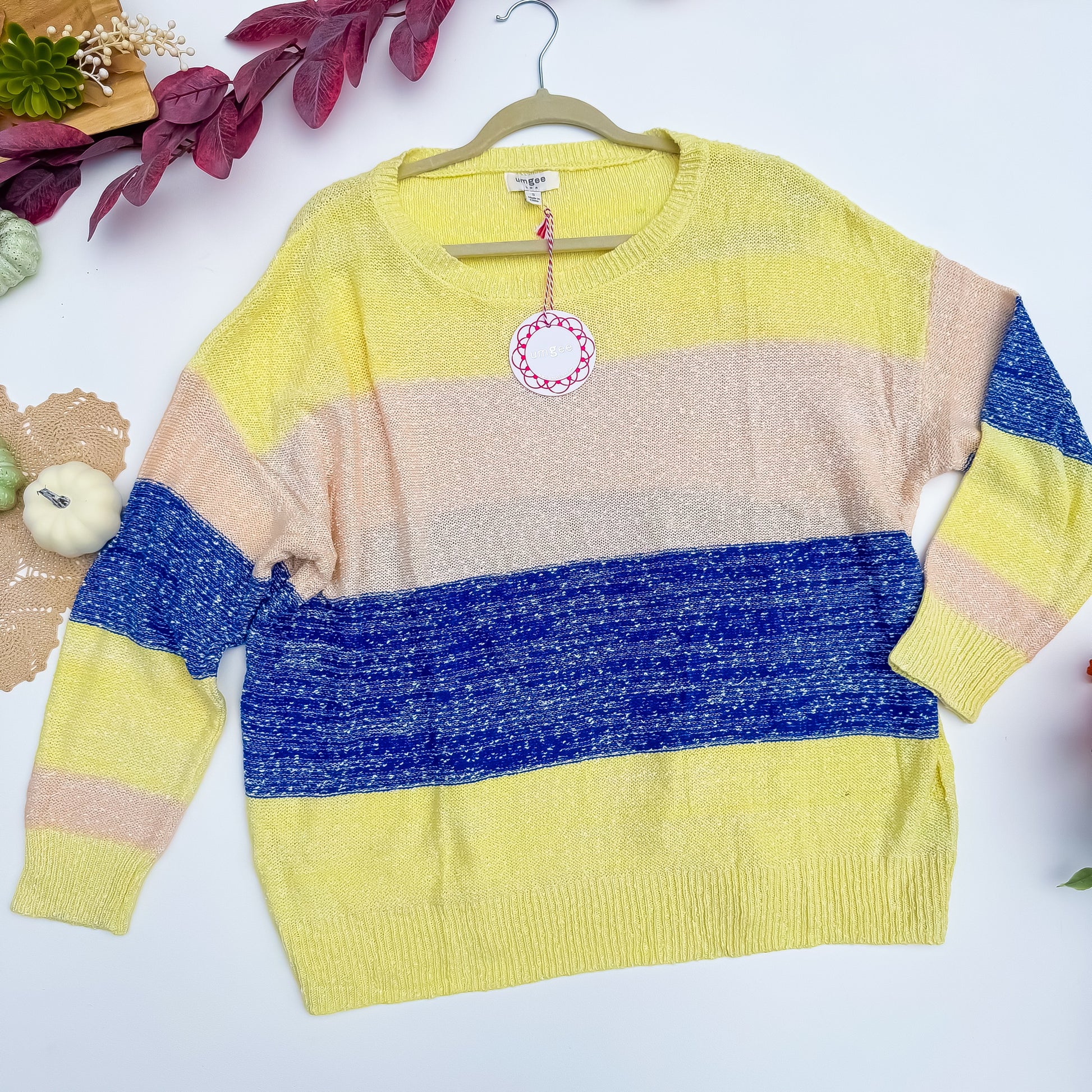 Lemon Sorbet Color Block Lightweight Sweater