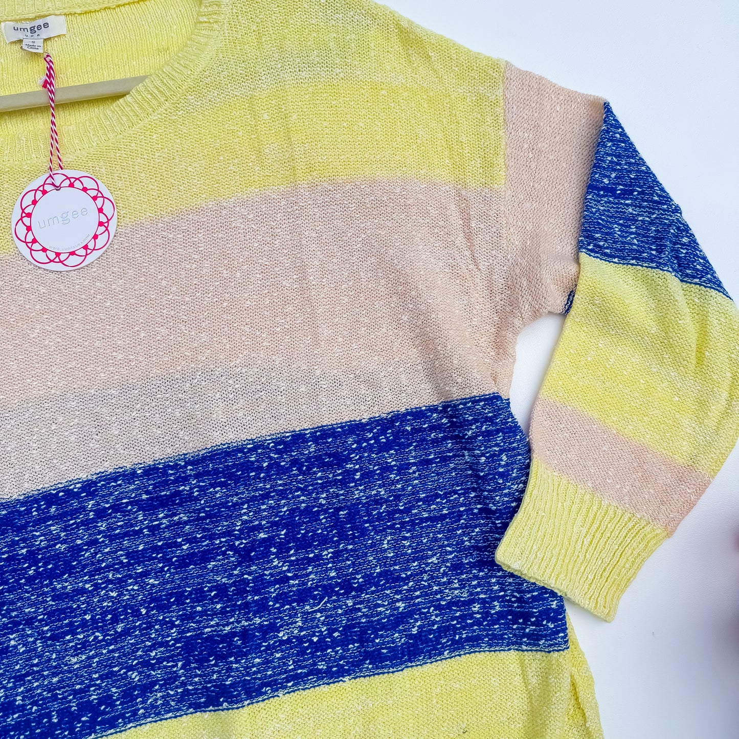 Lemon Sorbet Color Block Lightweight Sweater close-up