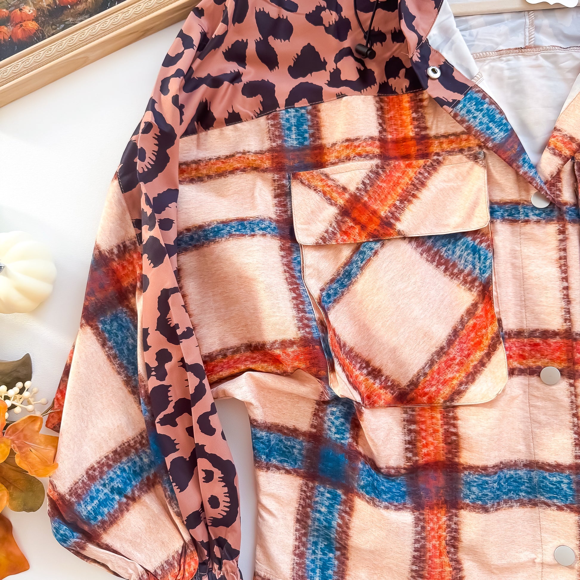 Wild Plaid Hooded Windbreaker Jacket