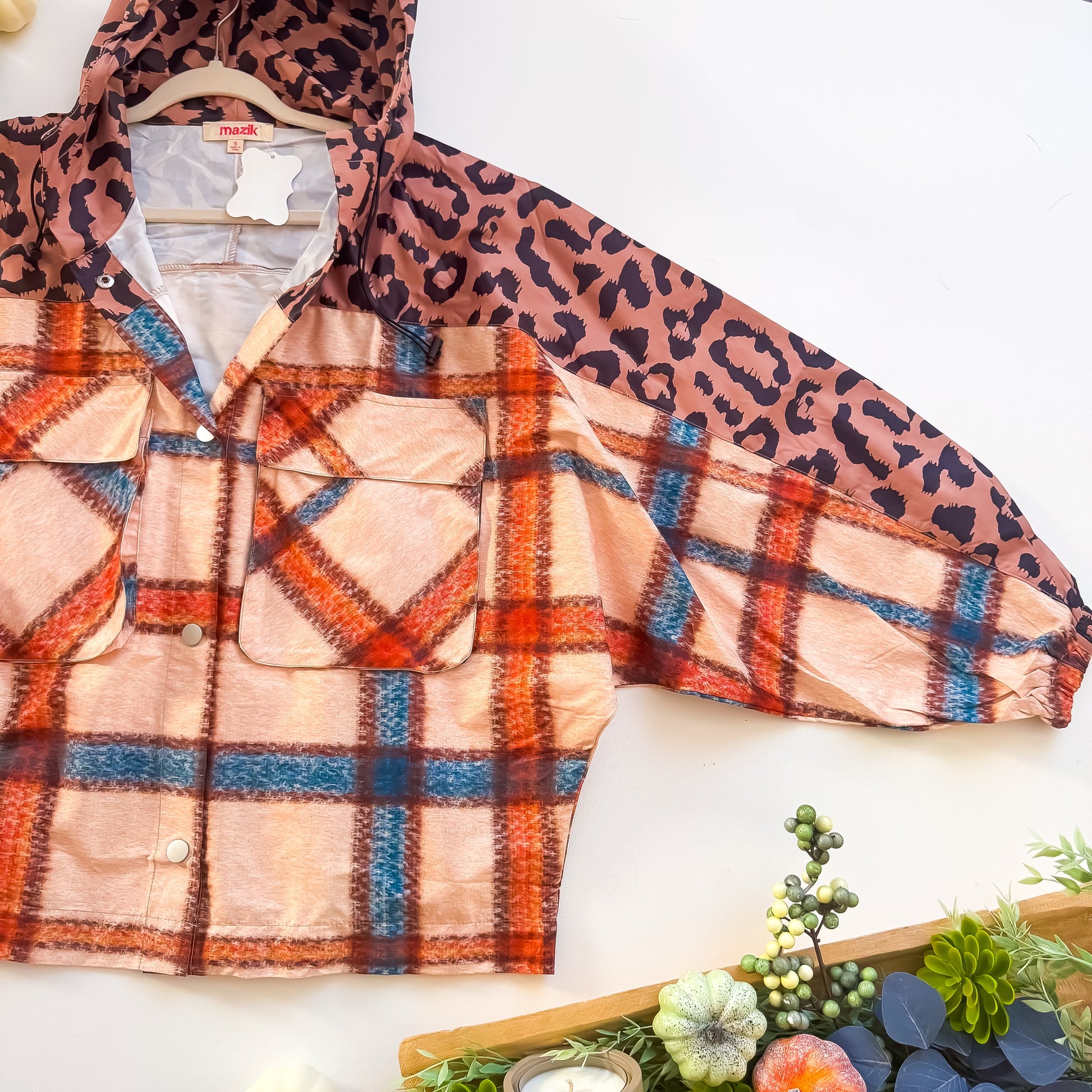Wild Plaid Hooded Windbreaker Jacket