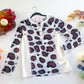 Cream and brown leopard waffle knit henley top