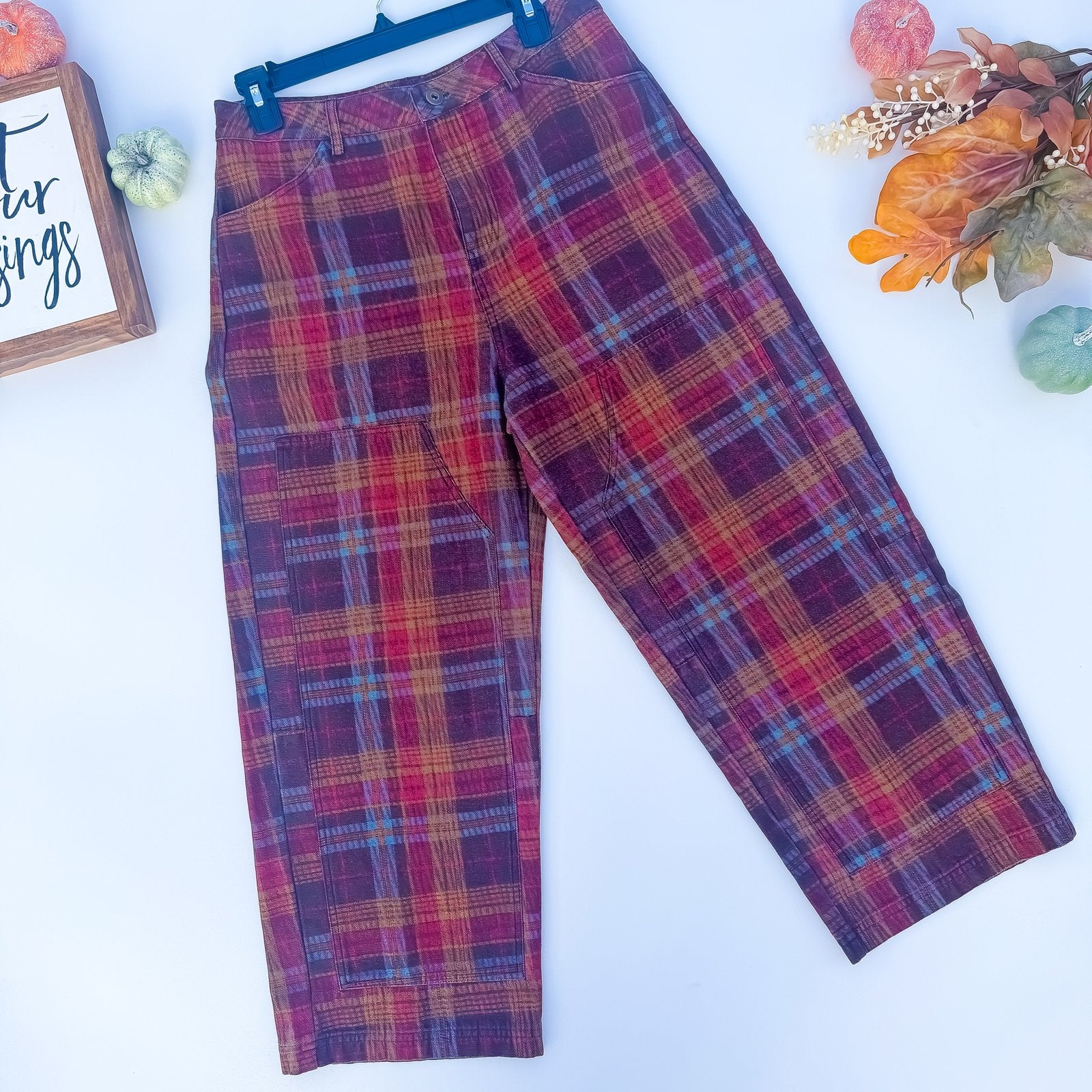Maple Street Stroll Plaid Wide-Leg Pants