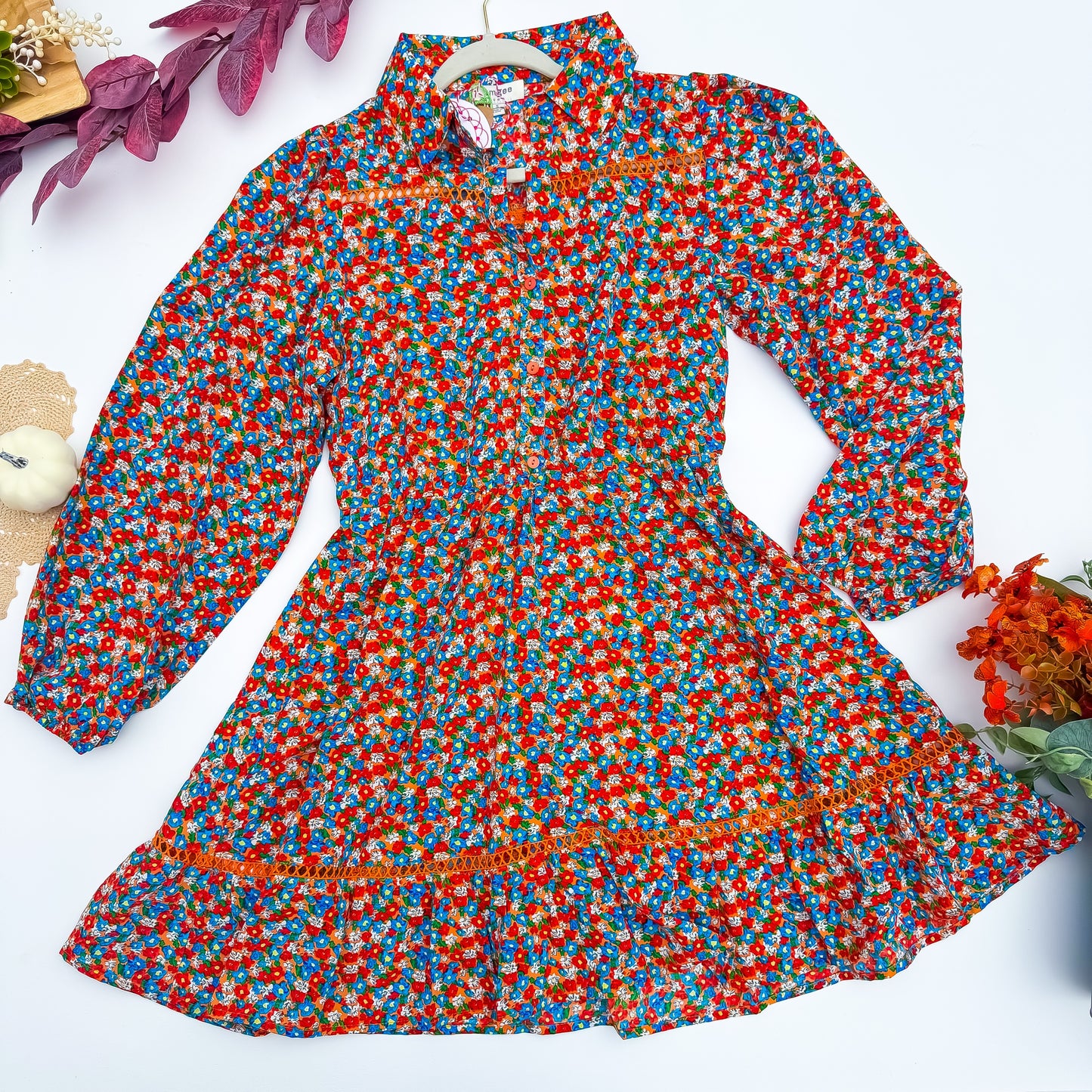 Wildflower Marigold Button-Up Mini Dress