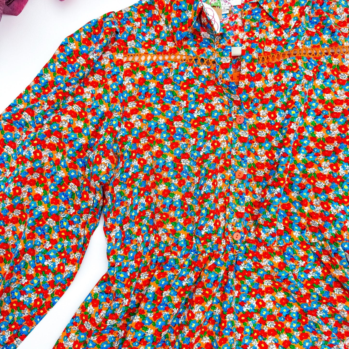 Wildflower Marigold Button-Up Mini Dress