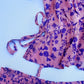 Mauve Floral Puff Sleeve Top And Ruffle Skirt Set