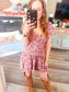 Mauve Floral Puff Sleeve Top And Ruffle Skirt Set
