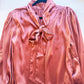 Mauve satin tie neck balloon sleeve blouse