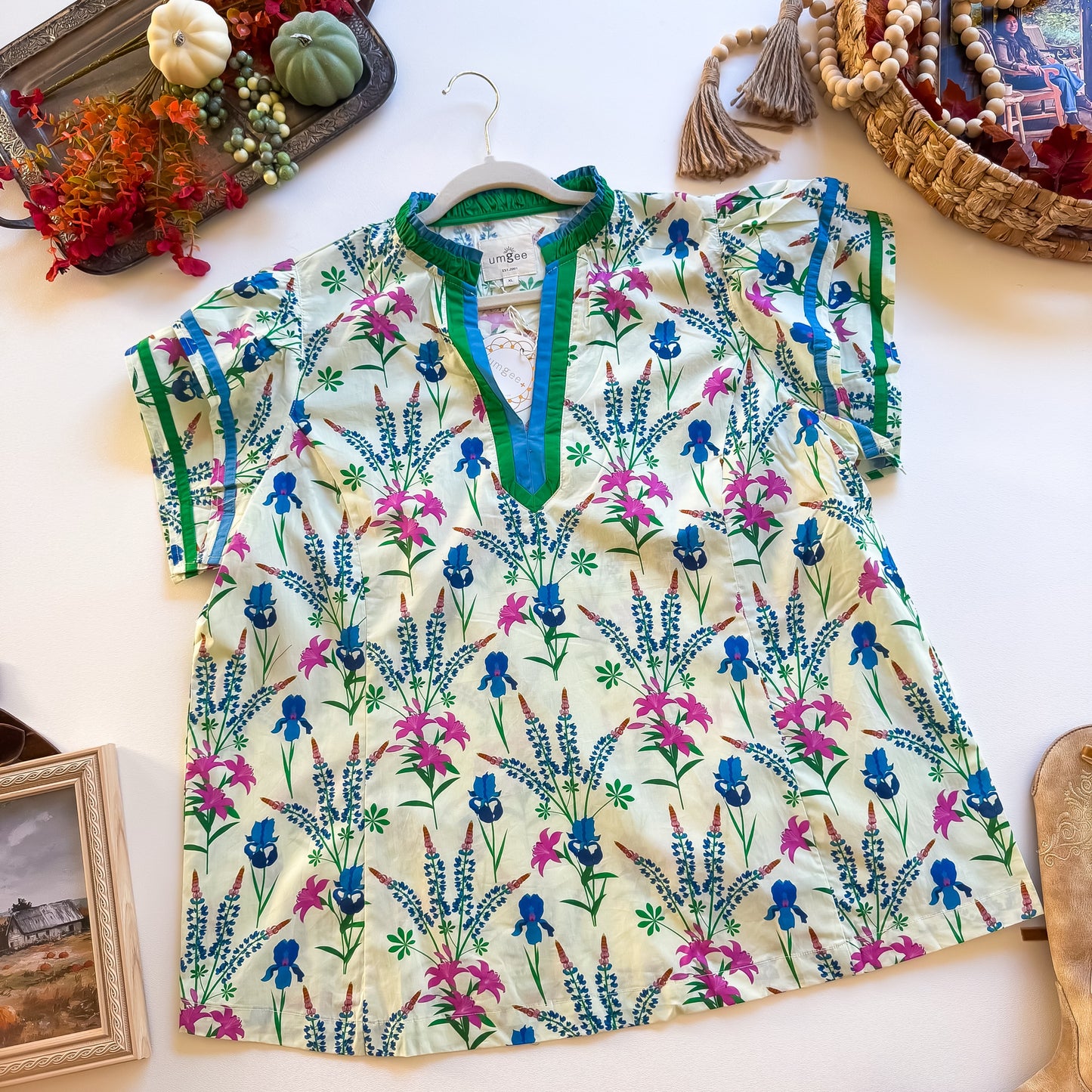 Wildflower Meadow Ruffle Neck Top