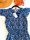 Navy leopard flutter sleeve tassel midi dress close-up