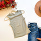 Light Olive Ribbed Knit Tank Top