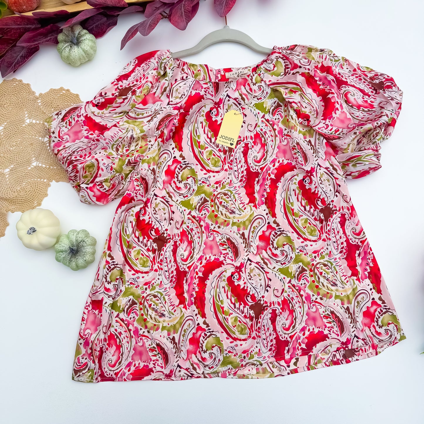 Harvest Paisley Puff Sleeve Blouse by JODIFL