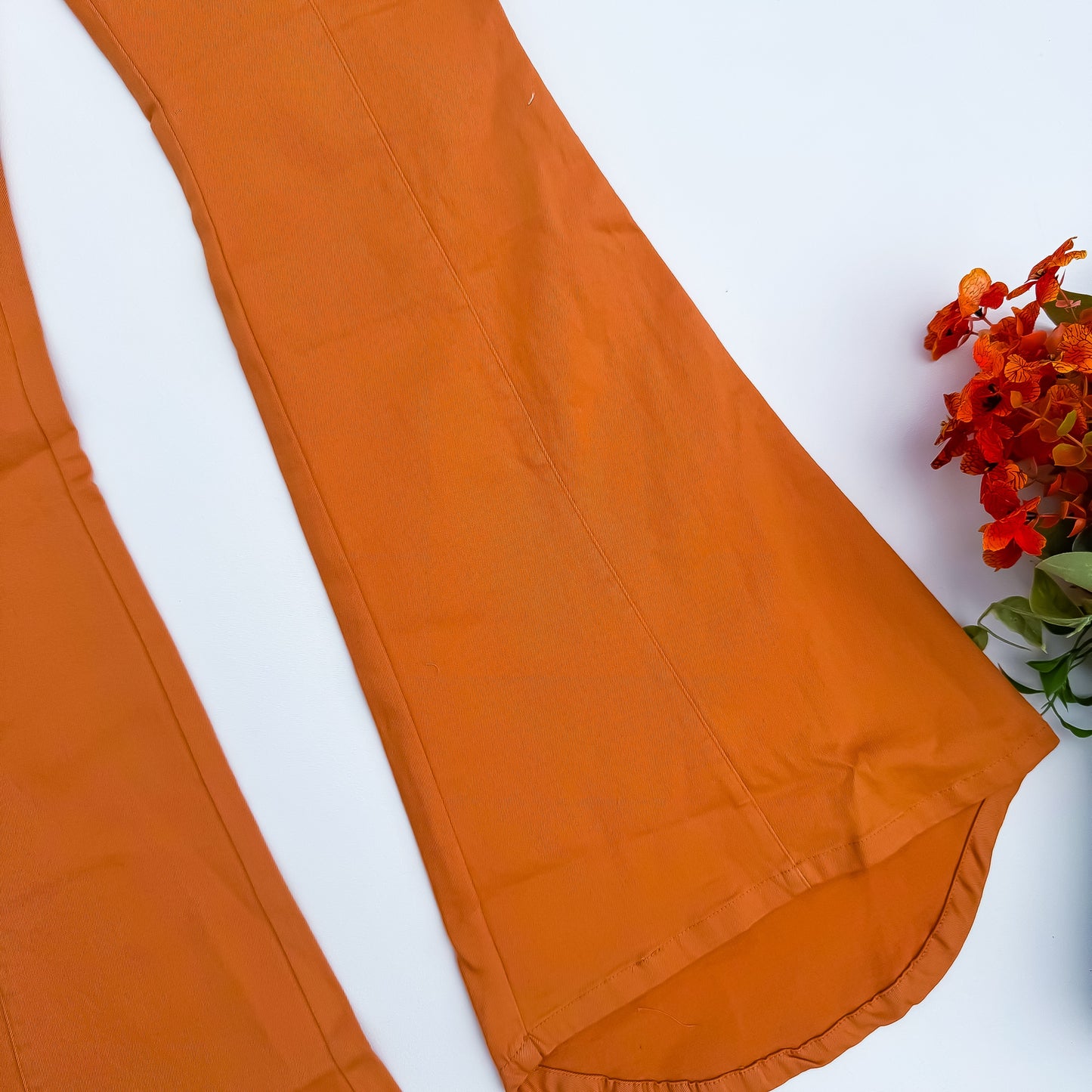 Pumpkin Spice Pull-On Bell Bottom Pants hem detail