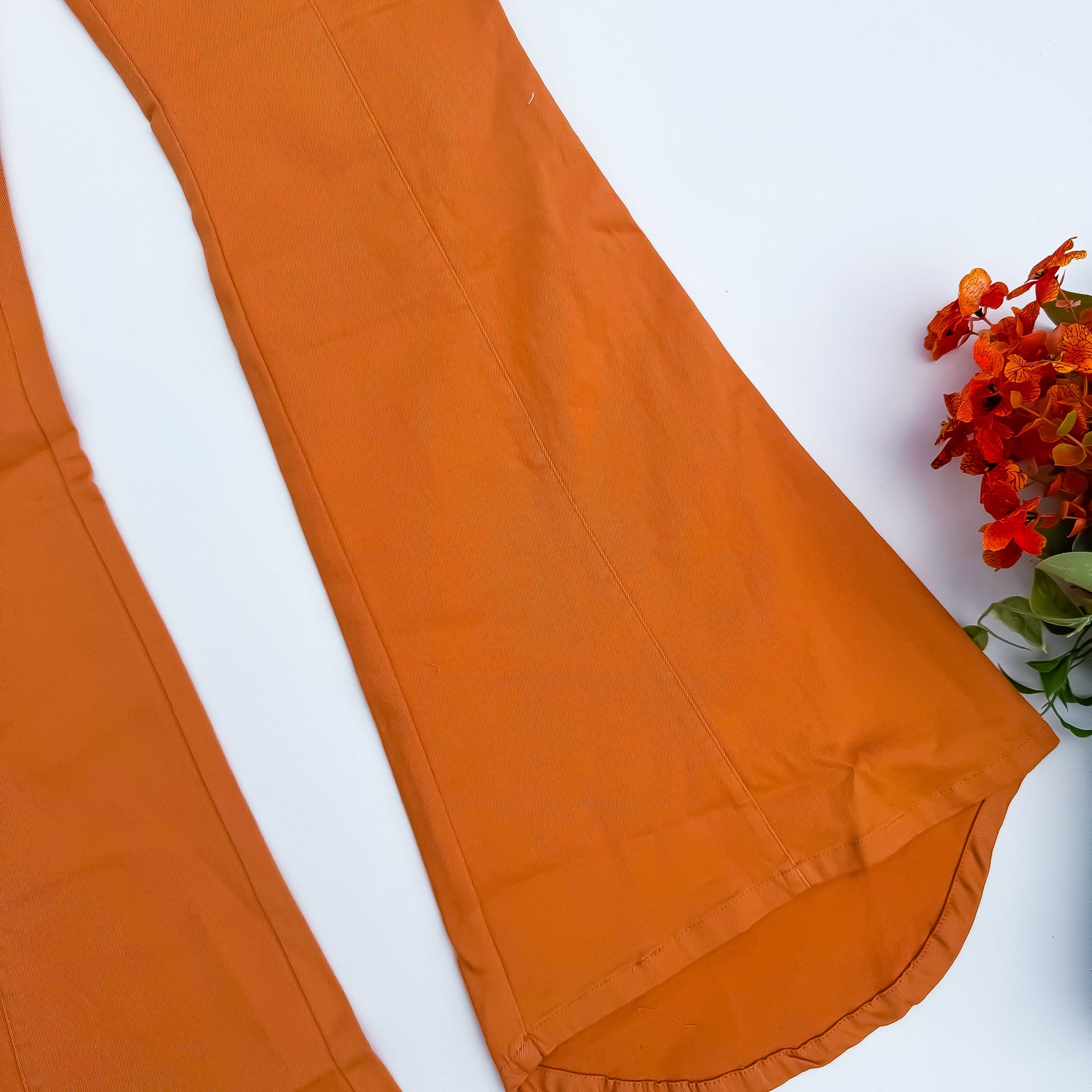 Pumpkin Spice Pull-On Bell Bottom Pants hem detail