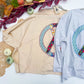 Peace, Love & Pumpkin Patchwork Tee in Cream and Heather Gray