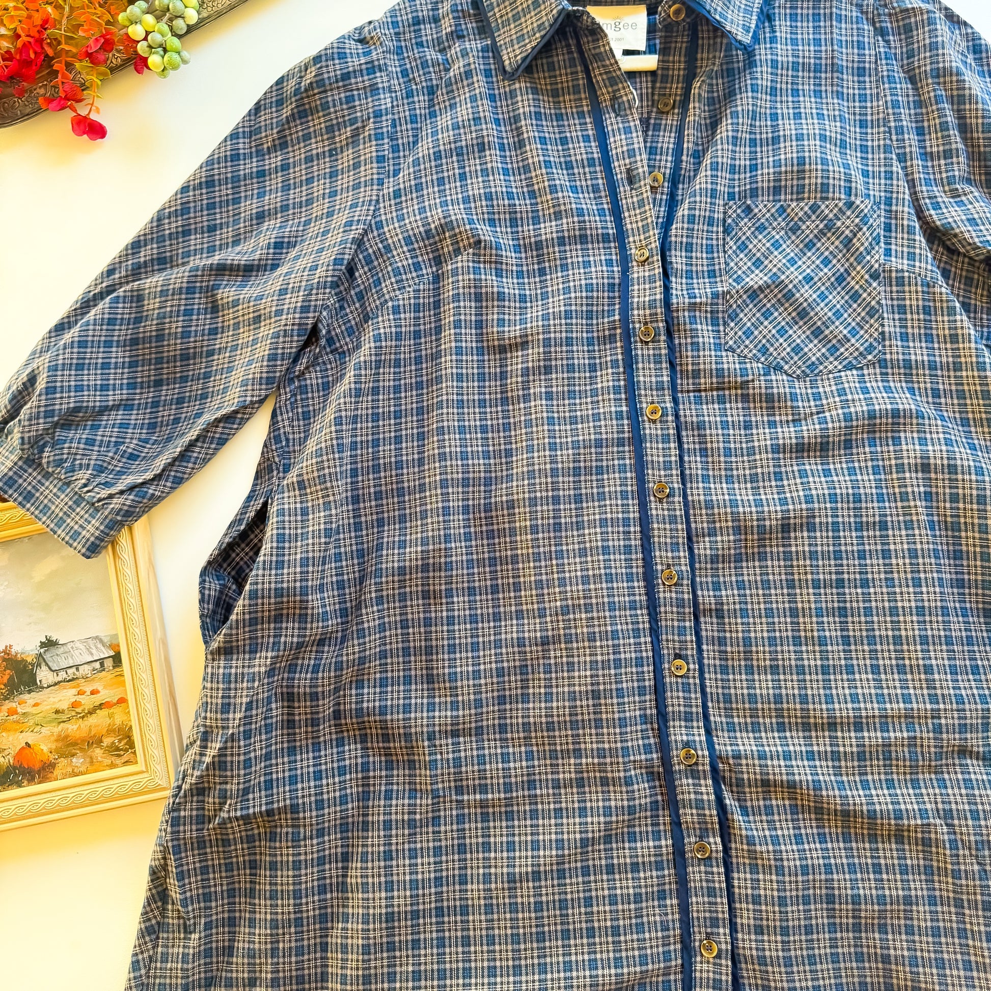 Bluegrass Plaid Shirt Dress front detail