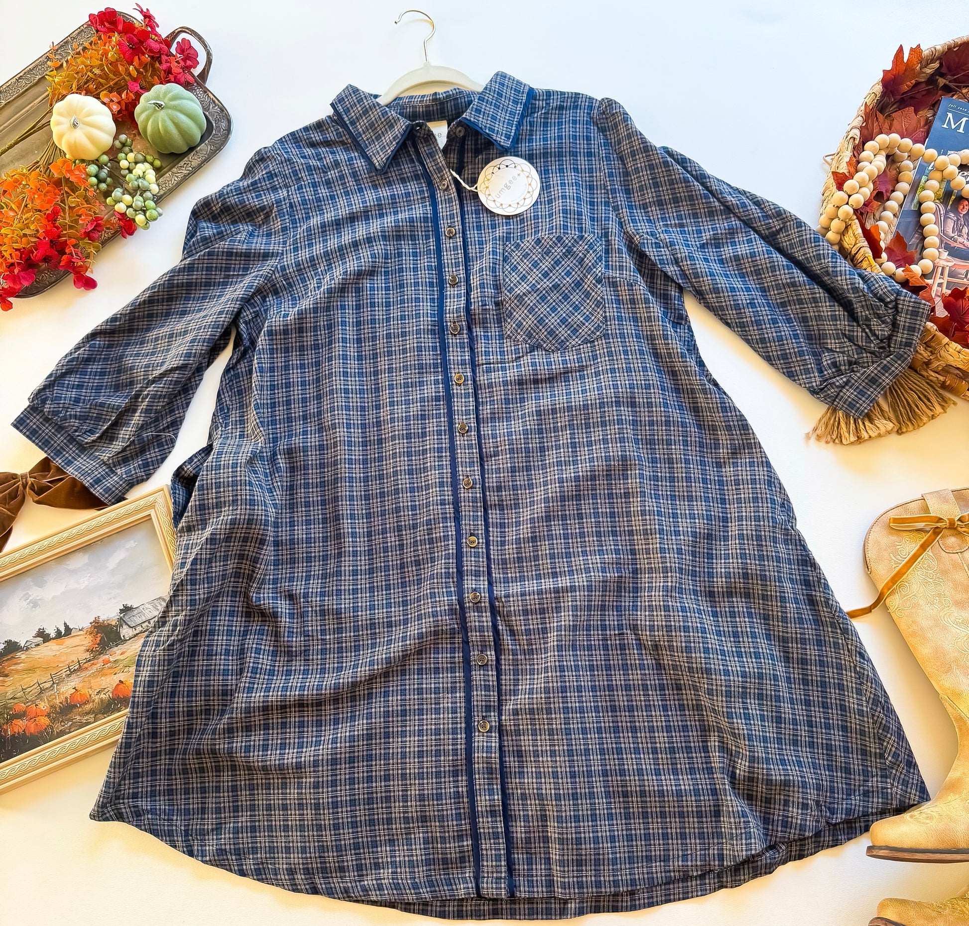 Bluegrass Plaid Shirt Dress flat lay