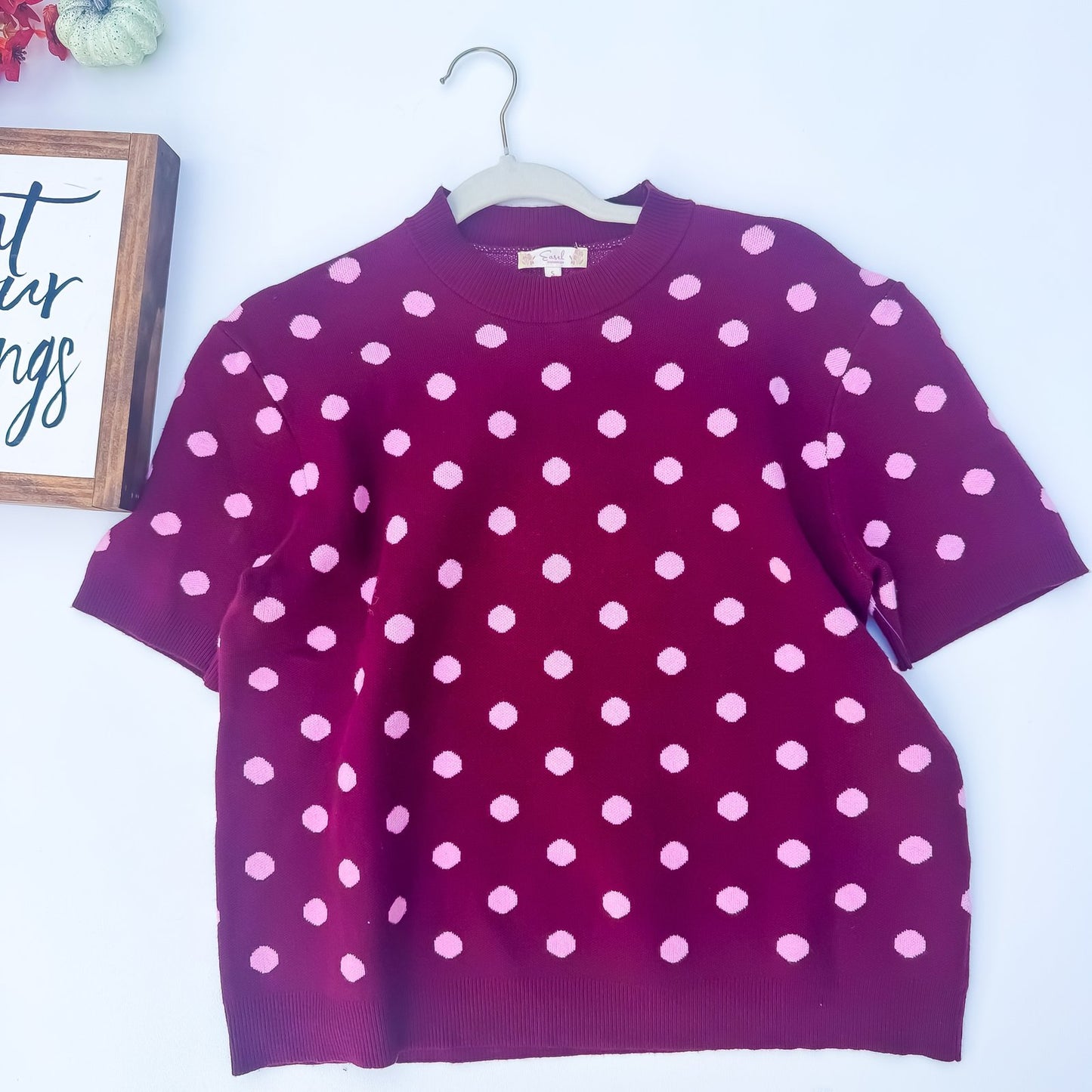 Berry Sweet Polka Dot Sweater