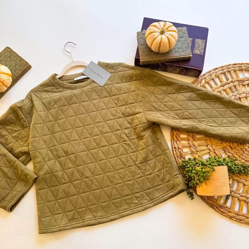 Olive quilted pullover