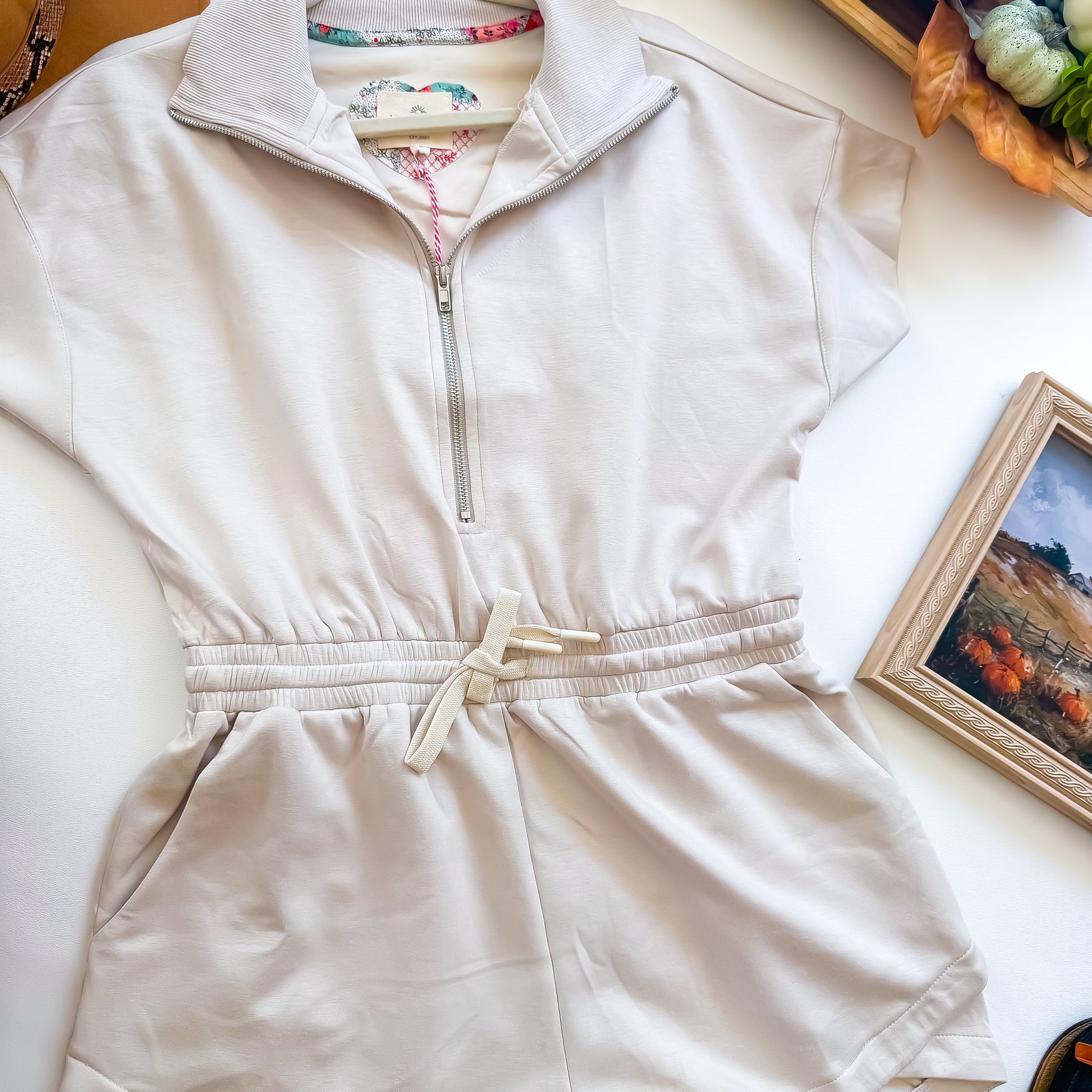 Cream romper upper body