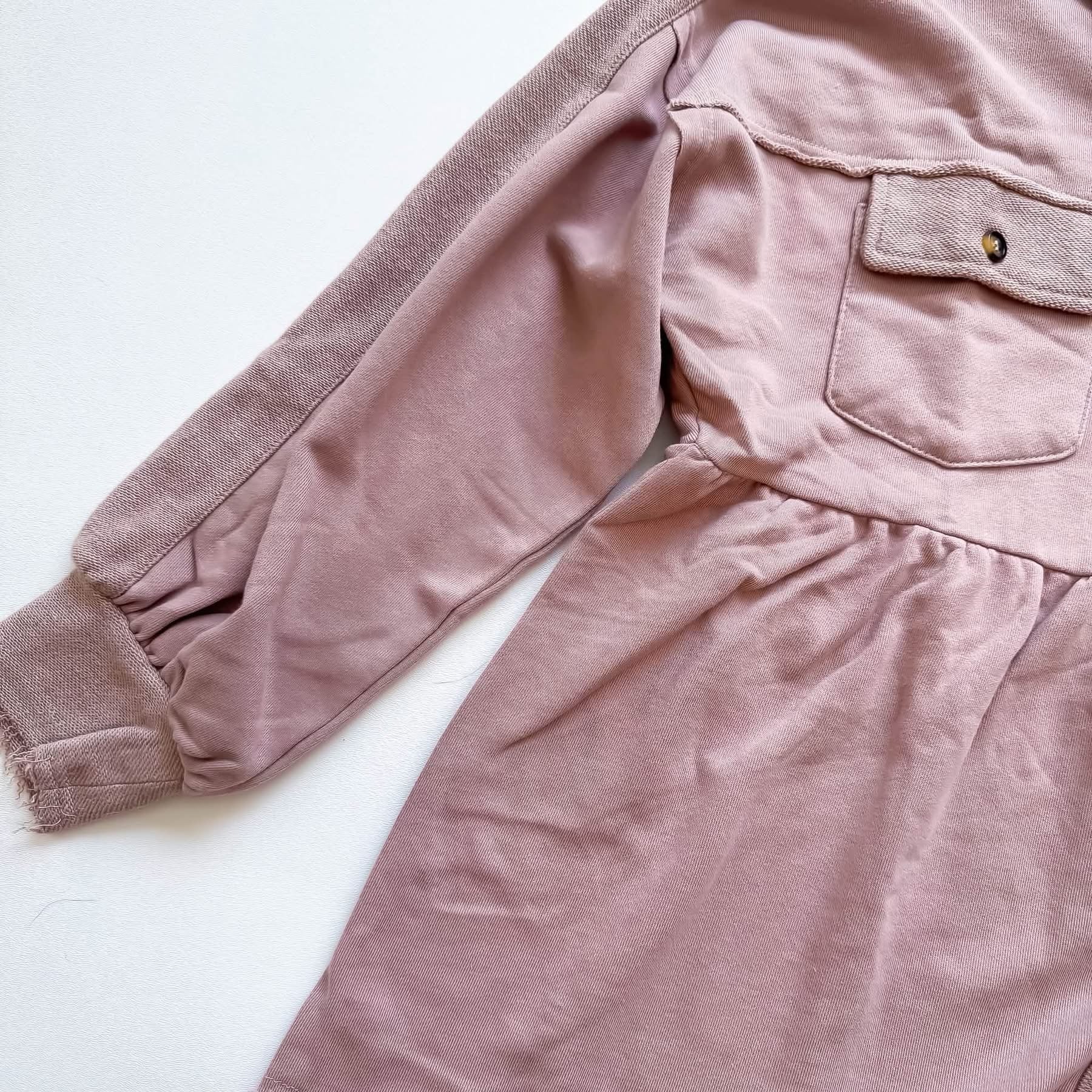 Rosewood Lane Dusty Rose Frayed Peplum Shacket