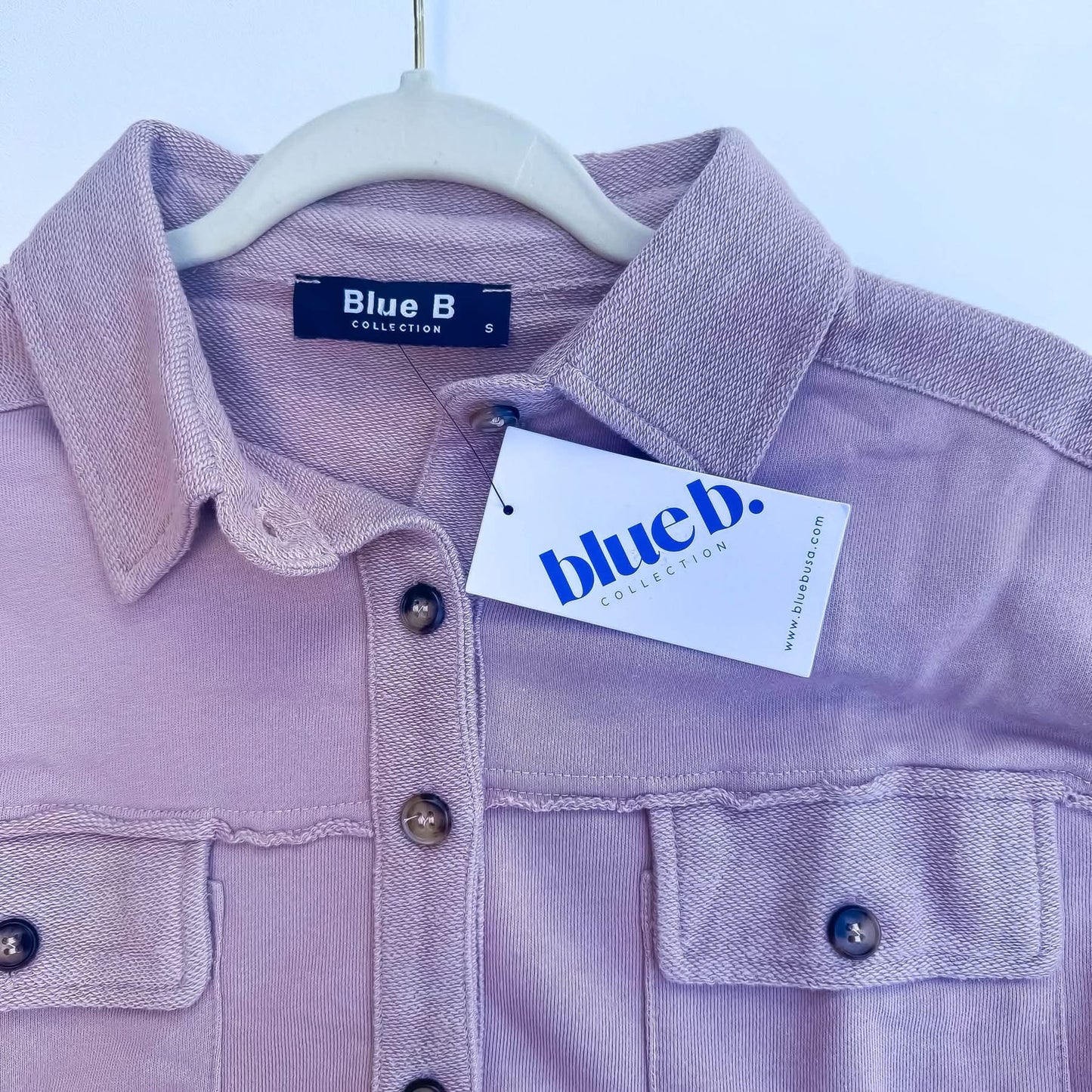 Rosewood Lane Dusty Rose Frayed Peplum Shacket