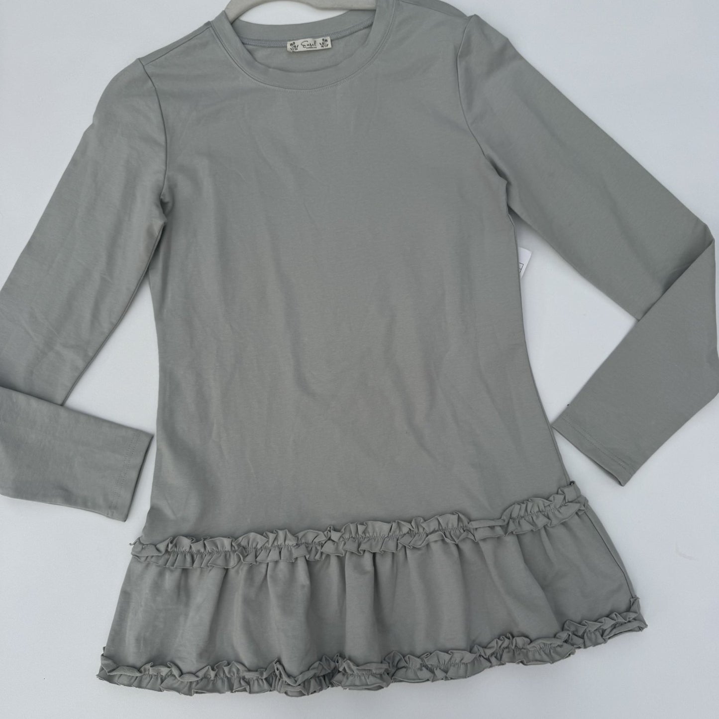 Sage Advice Ruffle Hem Long Sleeve Tunic Tee