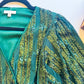 Emerald sequin stripe wrap top