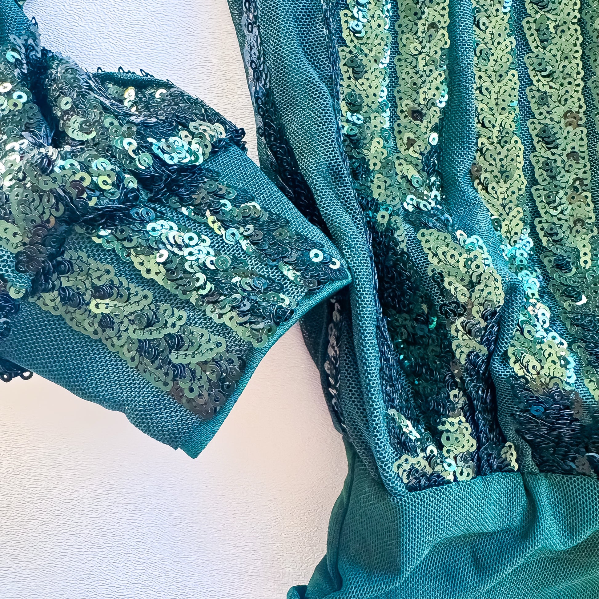Emerald sequin stripe wrap top