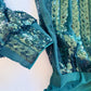 Emerald sequin stripe wrap top