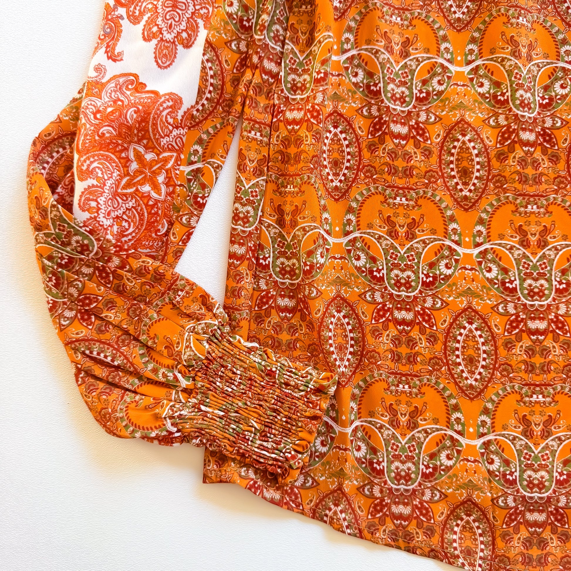 Spiced paisley puff sleeve blouse