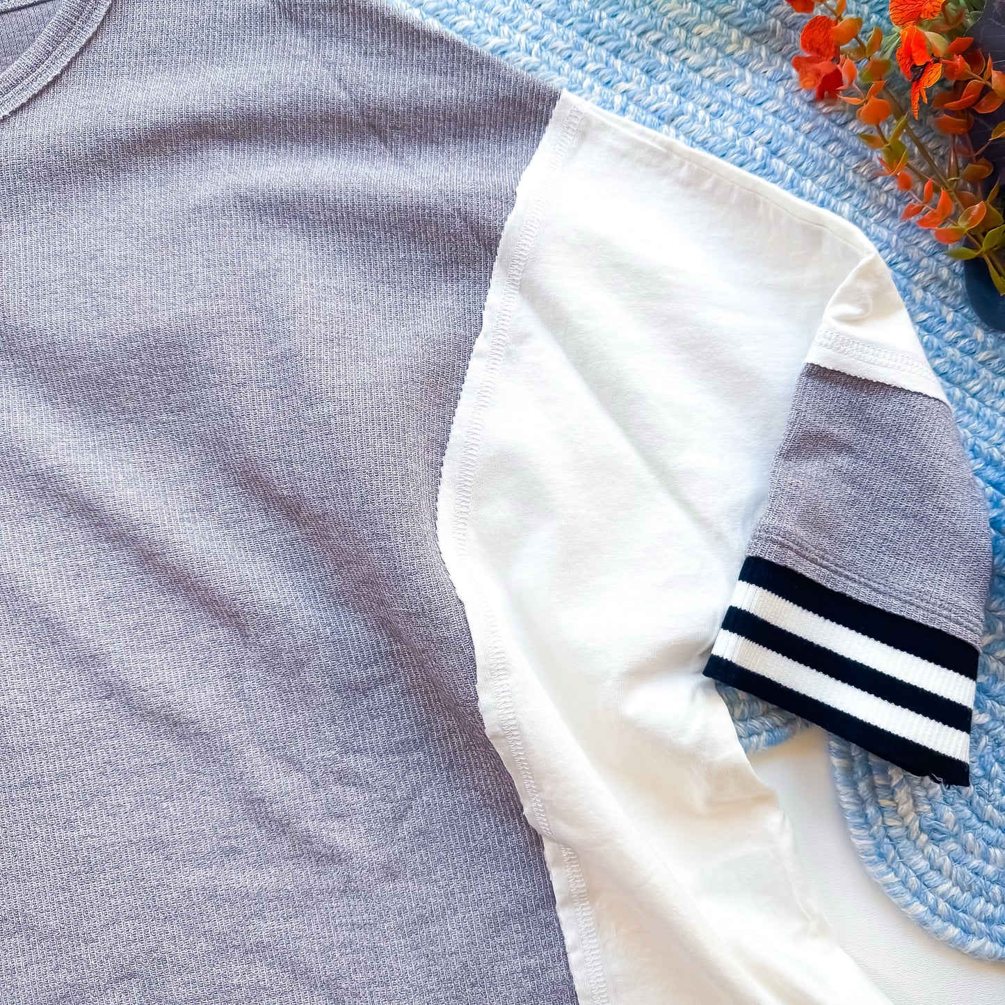 Varsity stripe sleeve detail