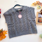 Charcoal cable knit fuzzy V-neck sweater vest