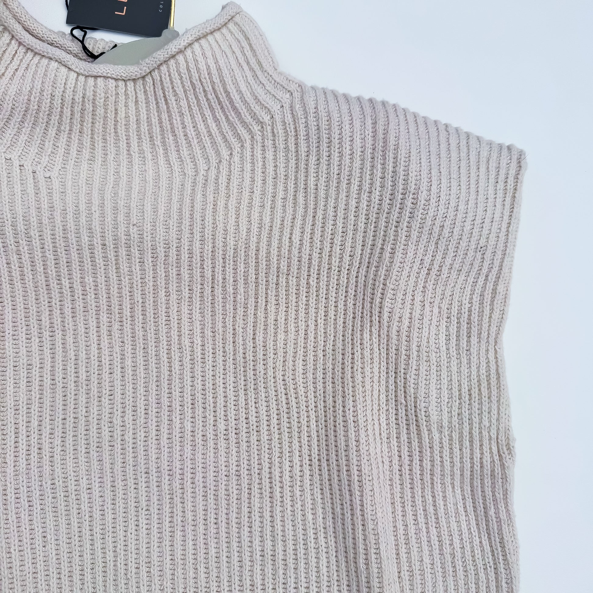 Vanilla Cream Ribbed Mock Neck Sweater Vest