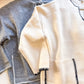 V-Neck Sweater with Contrast Stitching pocket detail